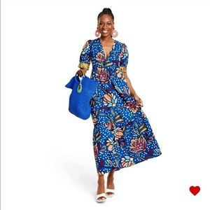 Tabitha Brown Puffy Sleeve Mixed Floral Dress